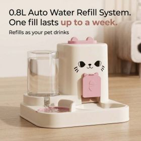 4 Colors Gravity Pet Feeder And Waterer Set Cute Cat Shape Automatic Food Water Dispenser Large Capacity Detachable Stable Base Feeding Bowl For (Option: FACE FAD PINK)