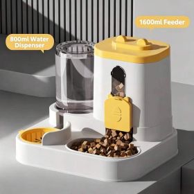 4 Colors Gravity Pet Feeder Water Dispenser Cute Cat Shaped Automatic Food Water Bowl Large Capacity Detachable Stable Anti Slip Base Feeding Sup (Option: S FAD YELLOW)