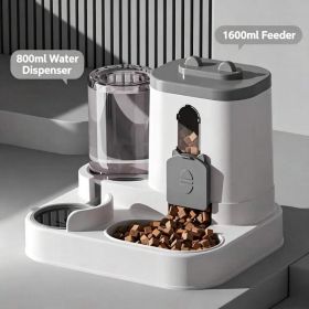 4 Colors Gravity Pet Feeder Water Dispenser Cute Cat Shaped Automatic Food Water Bowl Large Capacity Detachable Stable Anti Slip Base Feeding Sup (Option: S FAD GREY)