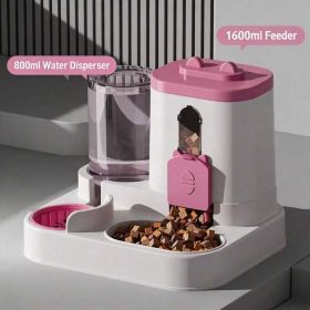 4 Colors Gravity Pet Feeder Water Dispenser Cute Cat Shaped Automatic Food Water Bowl Large Capacity Detachable Stable Anti Slip Base Feeding Sup (Option: S FAD PINK)